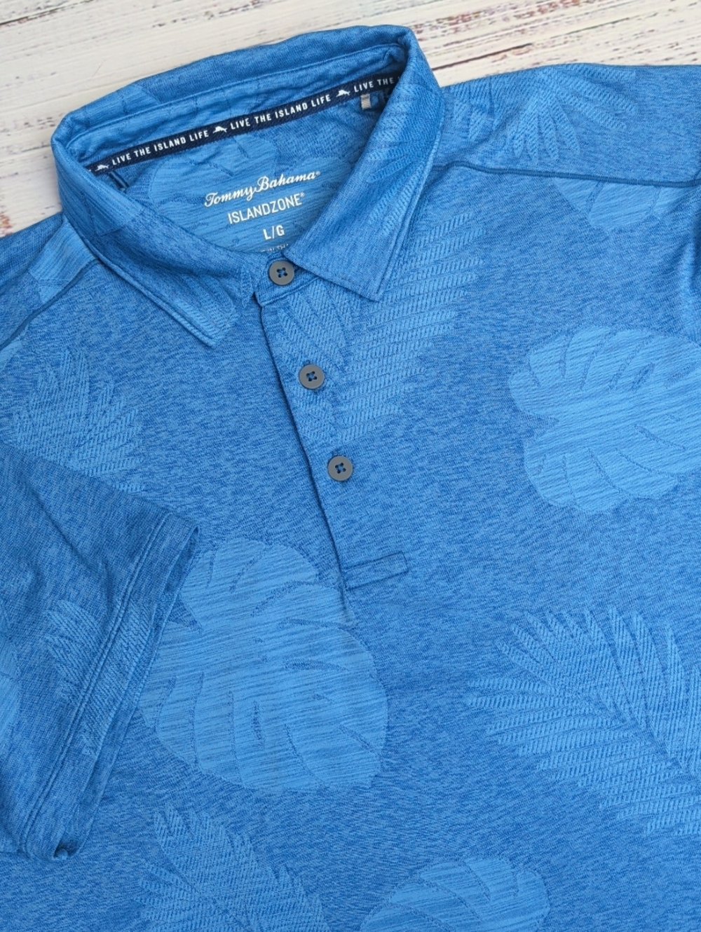 Tommy Bahama Men's Island Zone Stretch Polo Shirt Delray Frond Blue Size Large